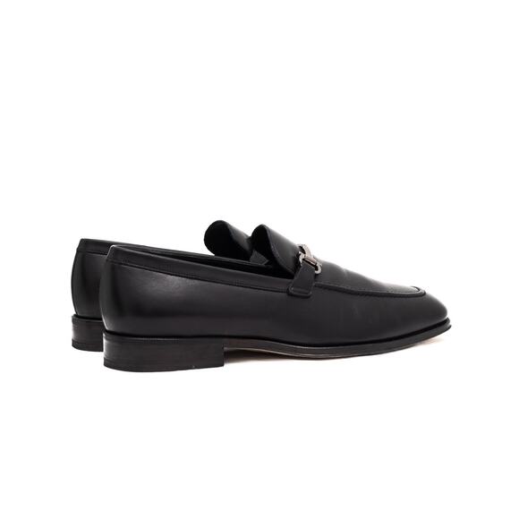 950$ Salvatore Ferragamo Fenice Gancini Ornament Black Leather Loafer US8 EEE
